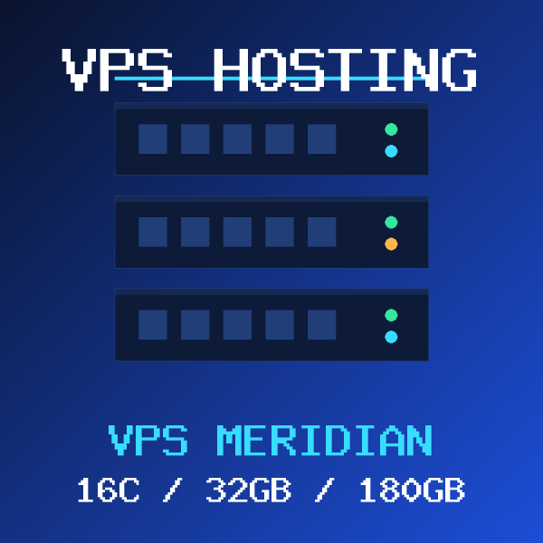 VPS Hosting Icon VPS-16C-32GB VPS Meridian VPS hosting plan with 16 CORES and 32 GB RAM