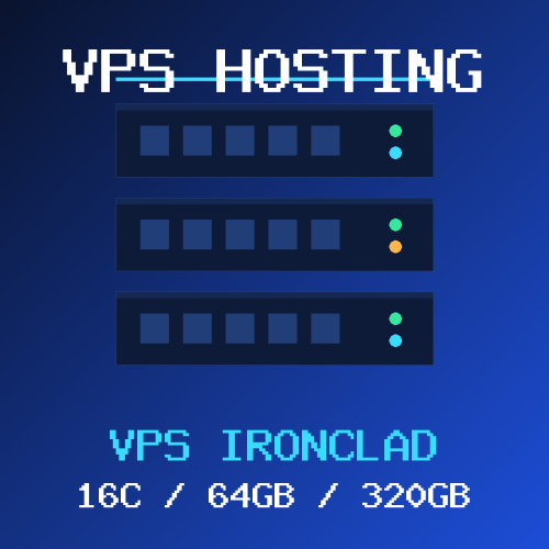 VPS Hosting Icon VPS-16C-64GB VPS Ironclad VPS hosting plan with 16 CORES and 64 GB RAM
