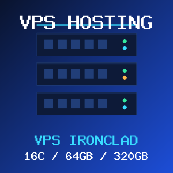 VPS Hosting Icon VPS-16C-64GB VPS Ironclad VPS hosting plan with 16 CORES and 64 GB RAM