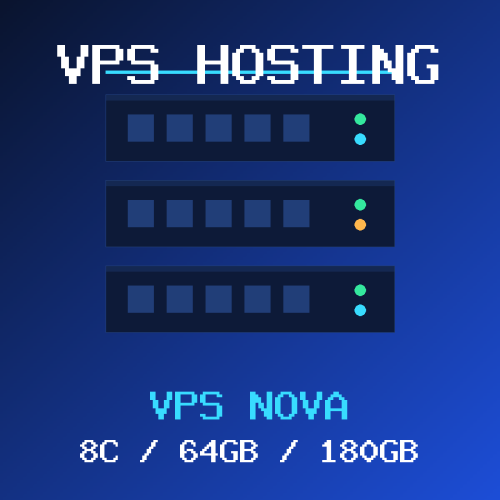 VPS Hosting Icon VPS-8C-64GB VPS Nova VPS hosting plan with 8 CORES and 64 GB RAM